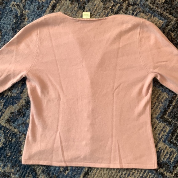 2/$12 deal! Sigrid Olsen pink cardigan button sweater silk angora rabbit blend. - Picture 5 of 6